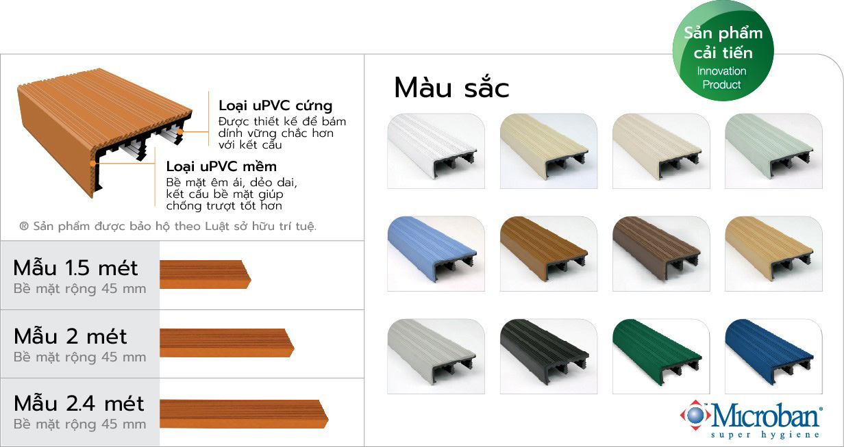 Nẹp cầu thang bậc Cá Sấu Plus Microban
